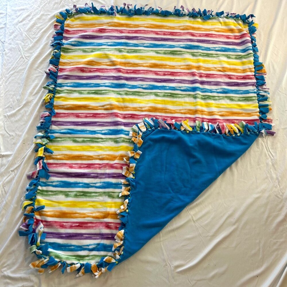Handmade Soft Reversable Soft Tie Large Throw Fleece Blanket "Hello Summer"